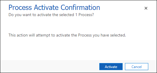 Cuadro de diálogo de confirmación de activación del proceso.