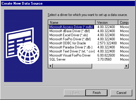 cuadro de diálogo Crear nuevo origen de datos