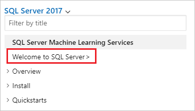 Captura de pantalla que muestra la opción para volver al índice de contenido de Documentación de&nbsp;SQL