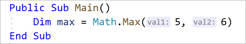 Sugerencias de nombre de parámetro insertado para Visual Basic