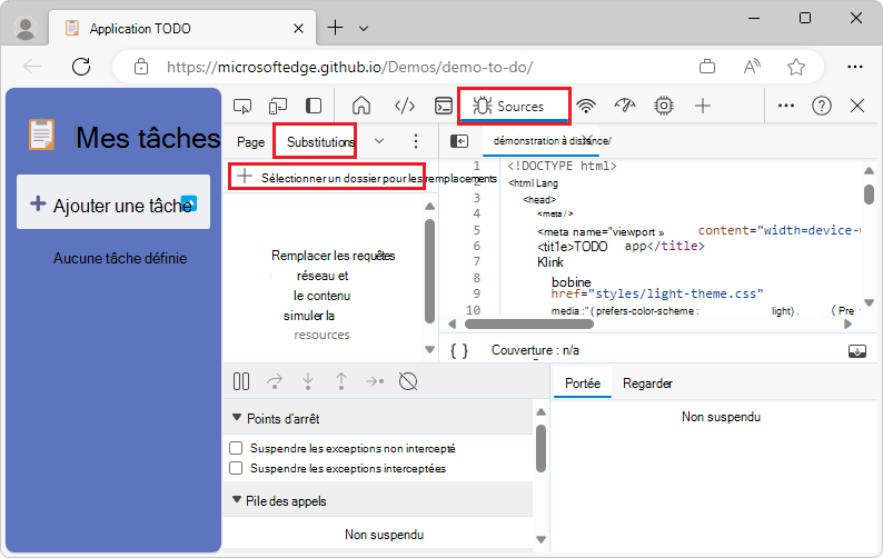 Sélection d’un dossier à utiliser pour les remplacements