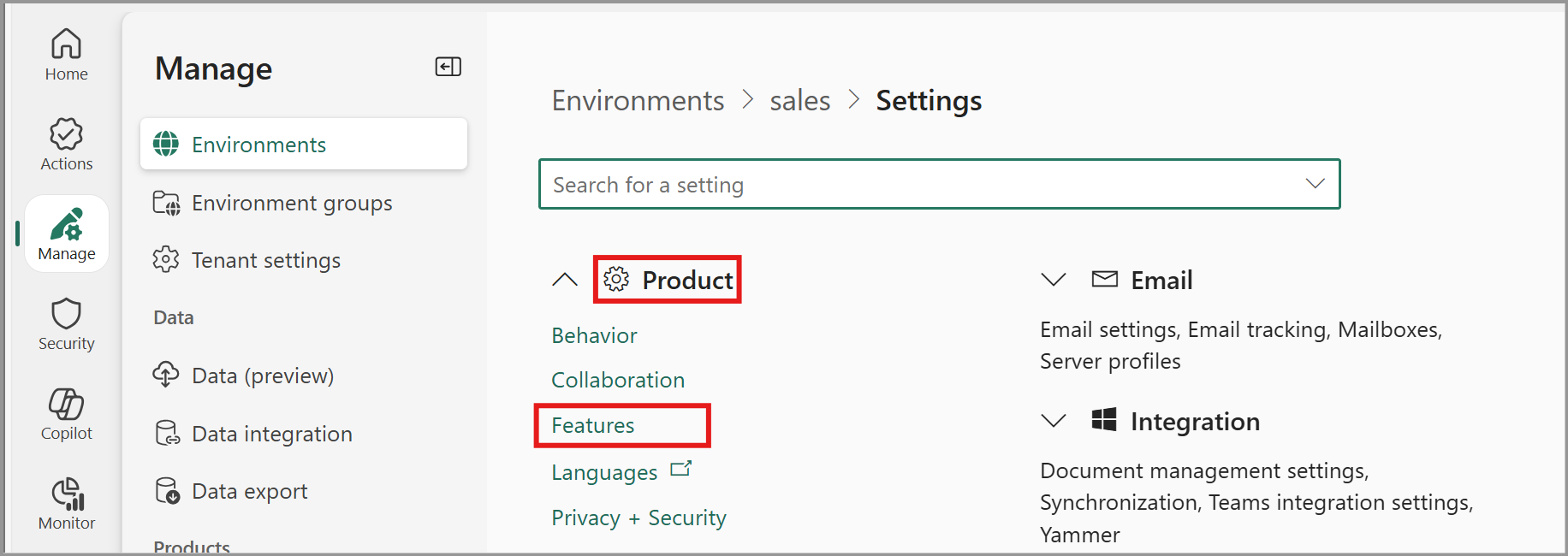 Activer les fonctionnalités