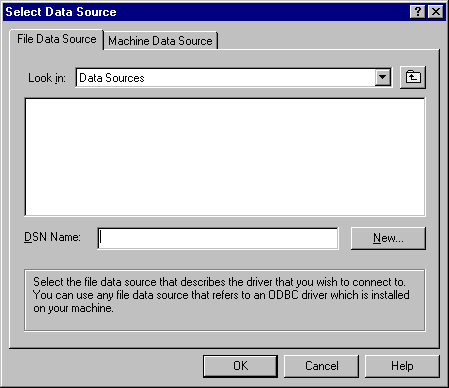 Boîte de dialogue Sélectionner une source de données