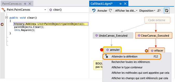 Accédez à la définition du code d'une méthode dans la carte du code