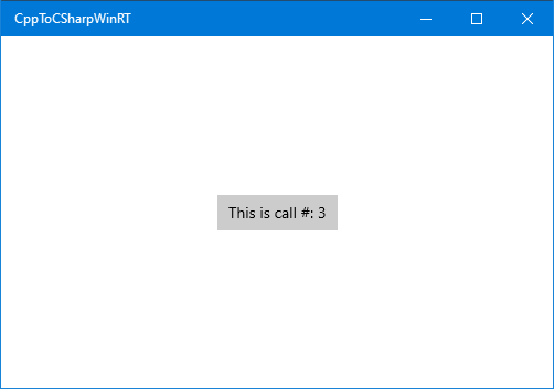 Capture d’écran de C++/WinRT Windows appelant un composant C#