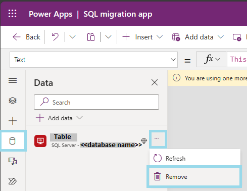 Eliminare le origini dati