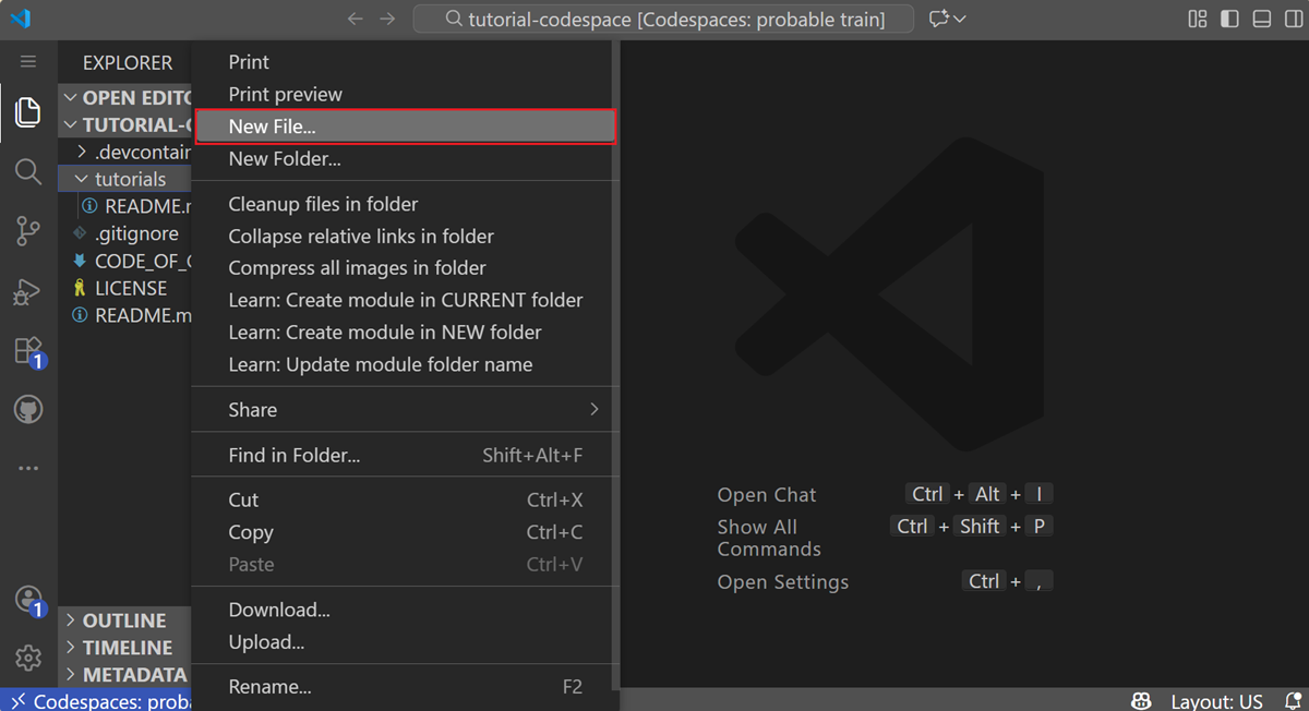 Creare un nuovo file denominato HelloWorld.cs nella cartella tutorials