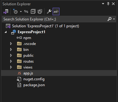 Screenshot di Esplora soluzioni in Visual Studio.