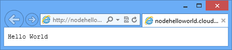 「Hello World」ページを表示しているブラウザーウィンドウで、URLはページがAzureにホストされていることを示しています。