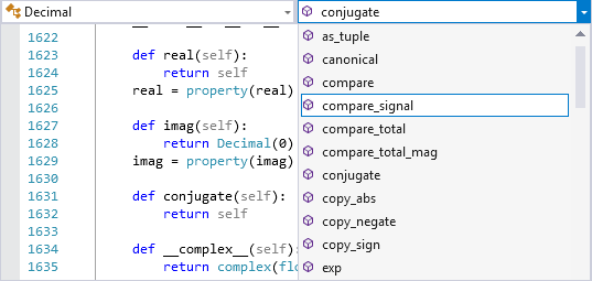 schermopname van de navigatiebalk in de Visual Studio-editor.