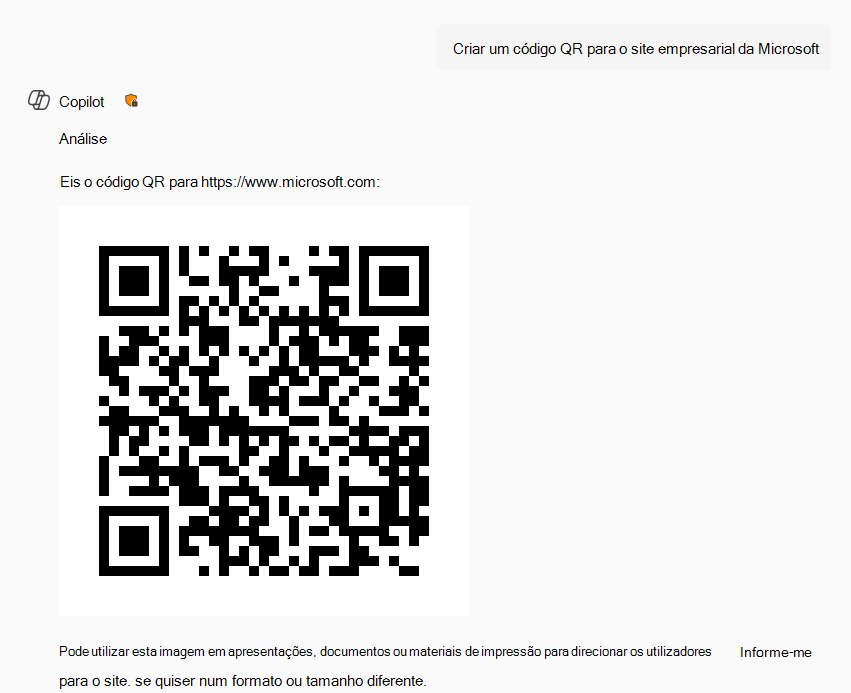 Código QR para a Microsoft gerado pelo Copilot