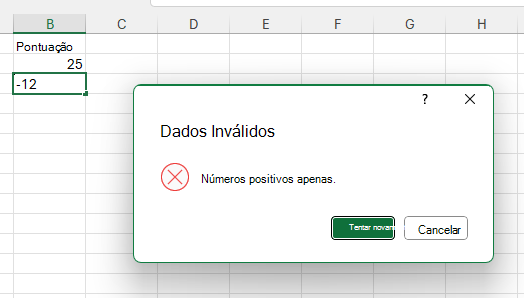 Uma mensagem de erro com o título 