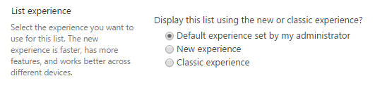 Configuração de experiência de lista