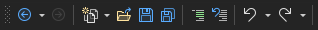 Screenshot da barra de ferramentas no Visual Studio, que inclui botões para adicionar e remover comentários de código.