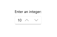 Um NumberBox com um botão de seta para baixo e um botão de seta para cima ao lado dele.