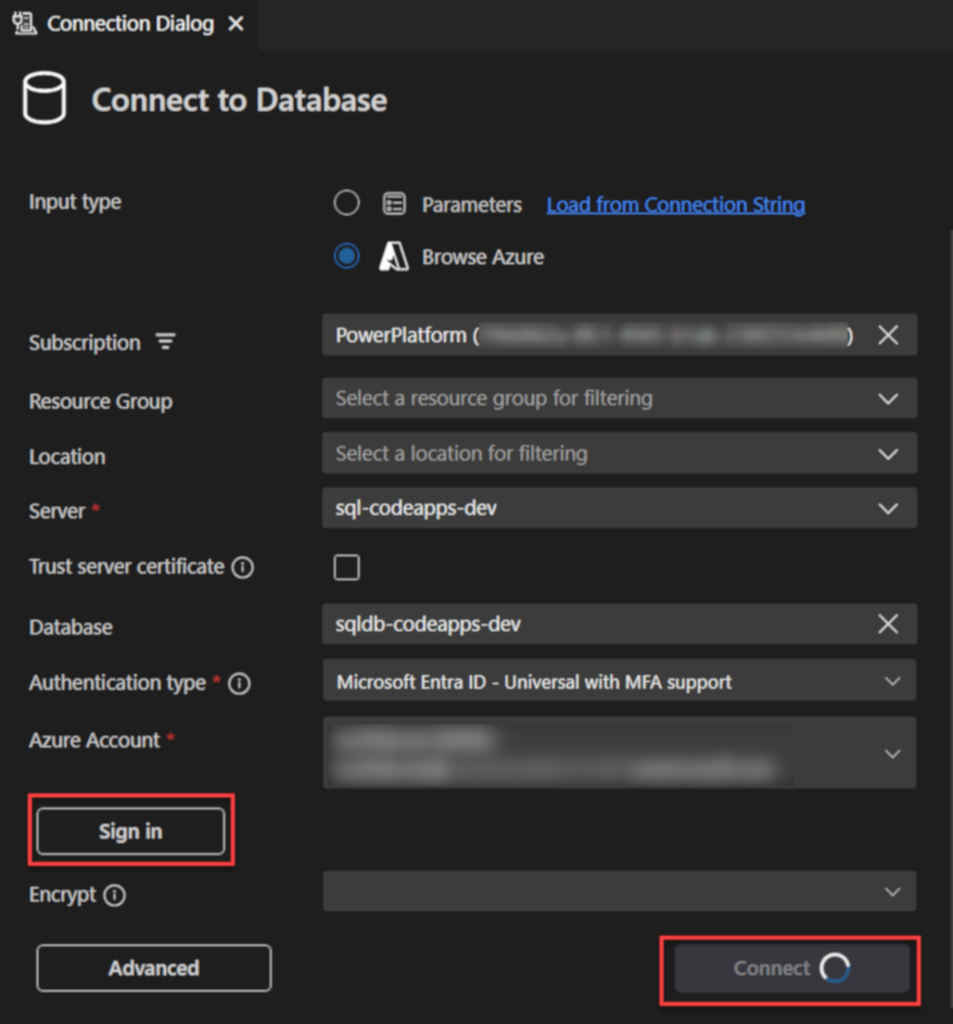 Conectado ao banco de dados Azure SQL no VS Code