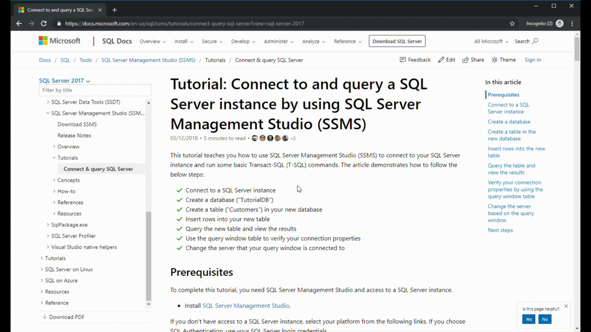 Captura de ecrã a mostrar a navegação à direita.