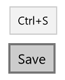 Captura de ecrã de um botão Guardar com uma dica de ferramenta acima que indica suporte para a combinação de teclas Ctrl+S.