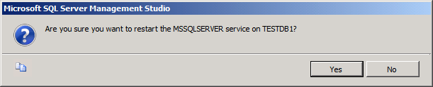 I dialogrutan Microsoft SQL Server Management Studio klickar du på Ja.