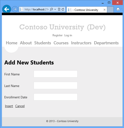 Lägg till students page dev