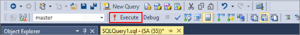 Skärmbild av framgång. Anslut till SQL Database-servern: SQL Server Management Studio.