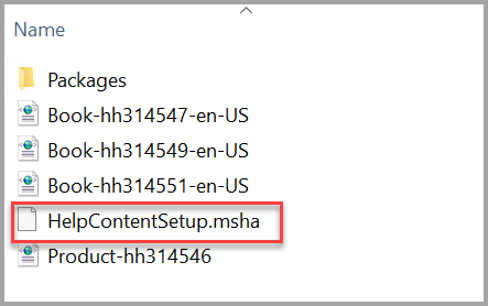 Skärmbild av konfigurationsfilen för SQL Server 2012-hjälpinnehåll.